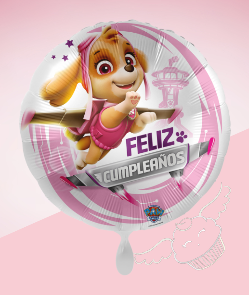 Globo redondo – «Feliz cumpleaños» con Sky de Patrulla Canina – Baci  dAngelo Shop